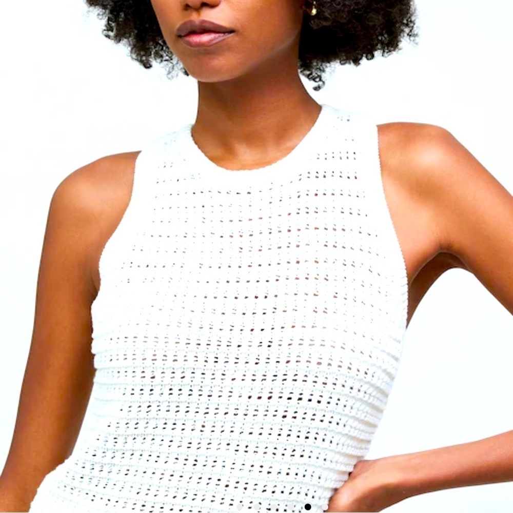 Madewell bright ivory crochet-open Knit crewneck Tank Top light Academia Preppy